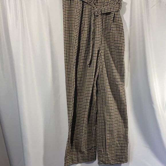 FREE PEOPLE MARYAM HOUNDSTOOTH PAPER-BAG SLACKS - Picture 5 of 14